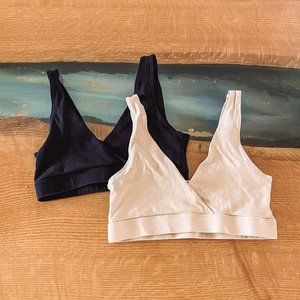 Cotton Maternity Nursing Bralettes (Bundle of 2) Nude & Black ~ Size Small